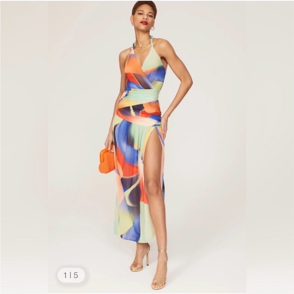 NICHOLAS | Bristol Linea Print Multicolor Halter Dress Women’s Size 12